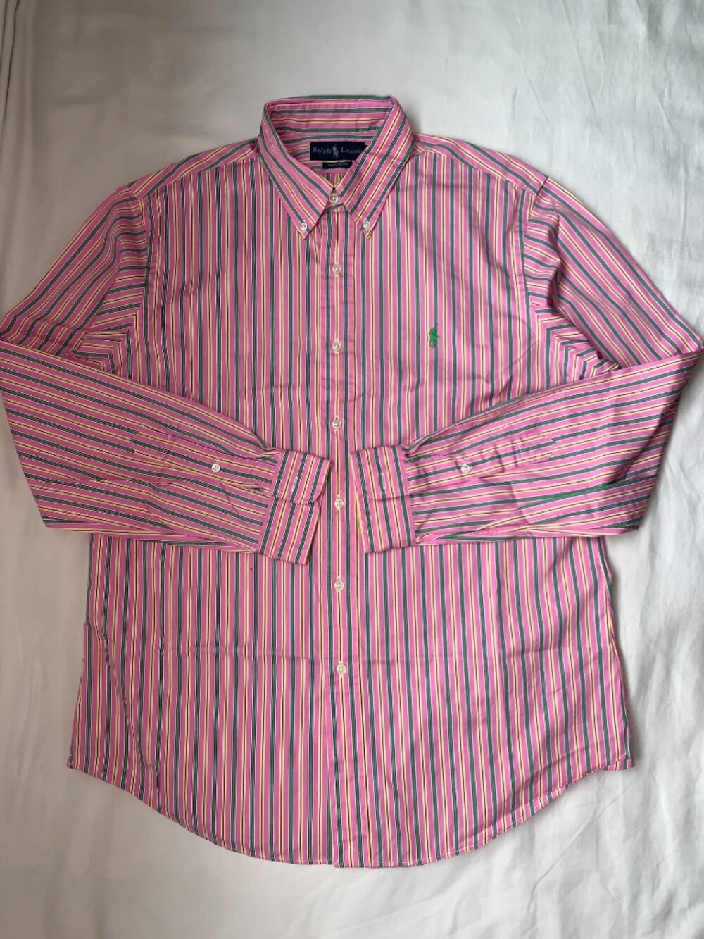 Ralph Lauren Stripe Button Down Shirt Men's size L Custom Fit Vintage - Picture 4 of 11